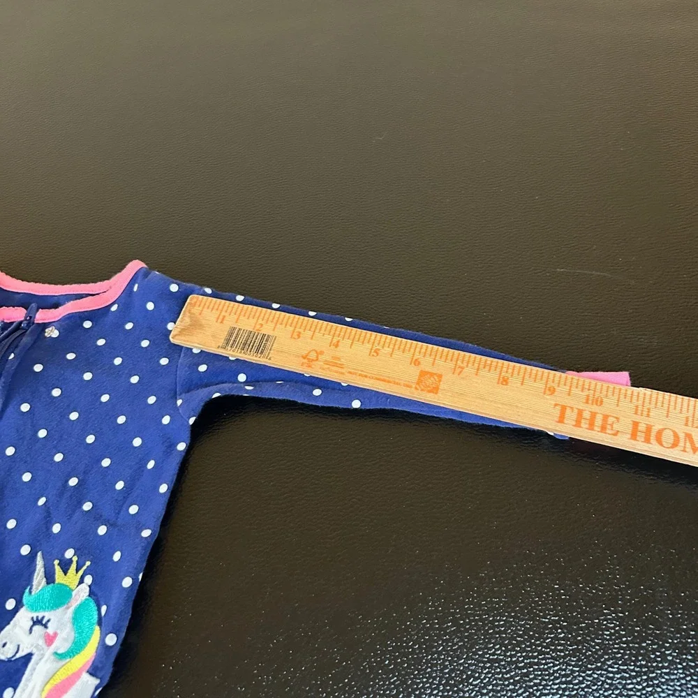 Carter's Unicorn Footed Pajamas Polka Dot‎ Sleepwear Outfit Blue Girls size 2T
